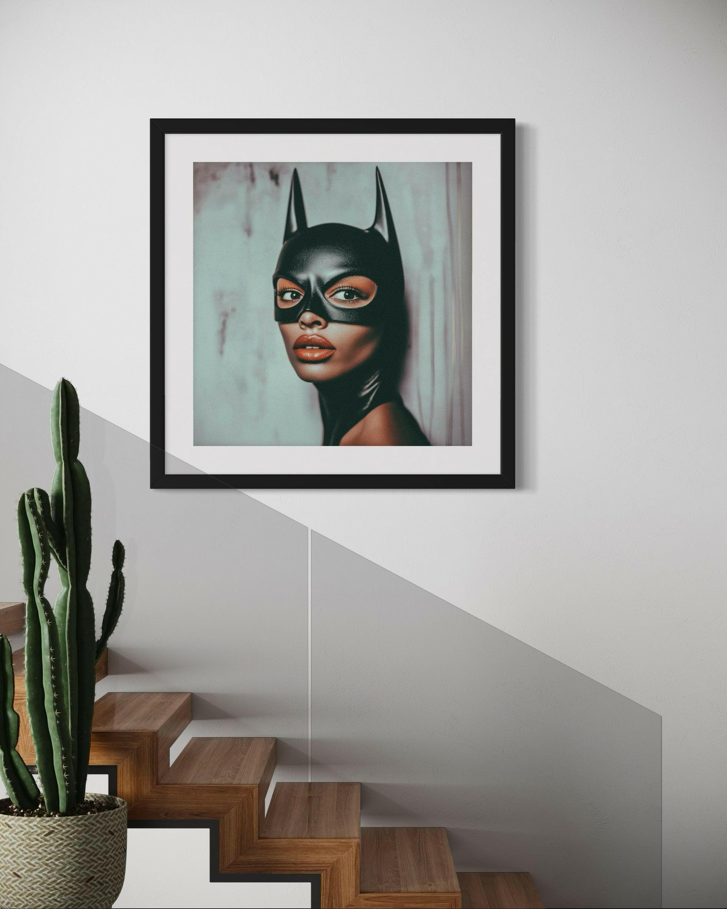 BATGIRL | FINE ART PRINT shown to scale in a room