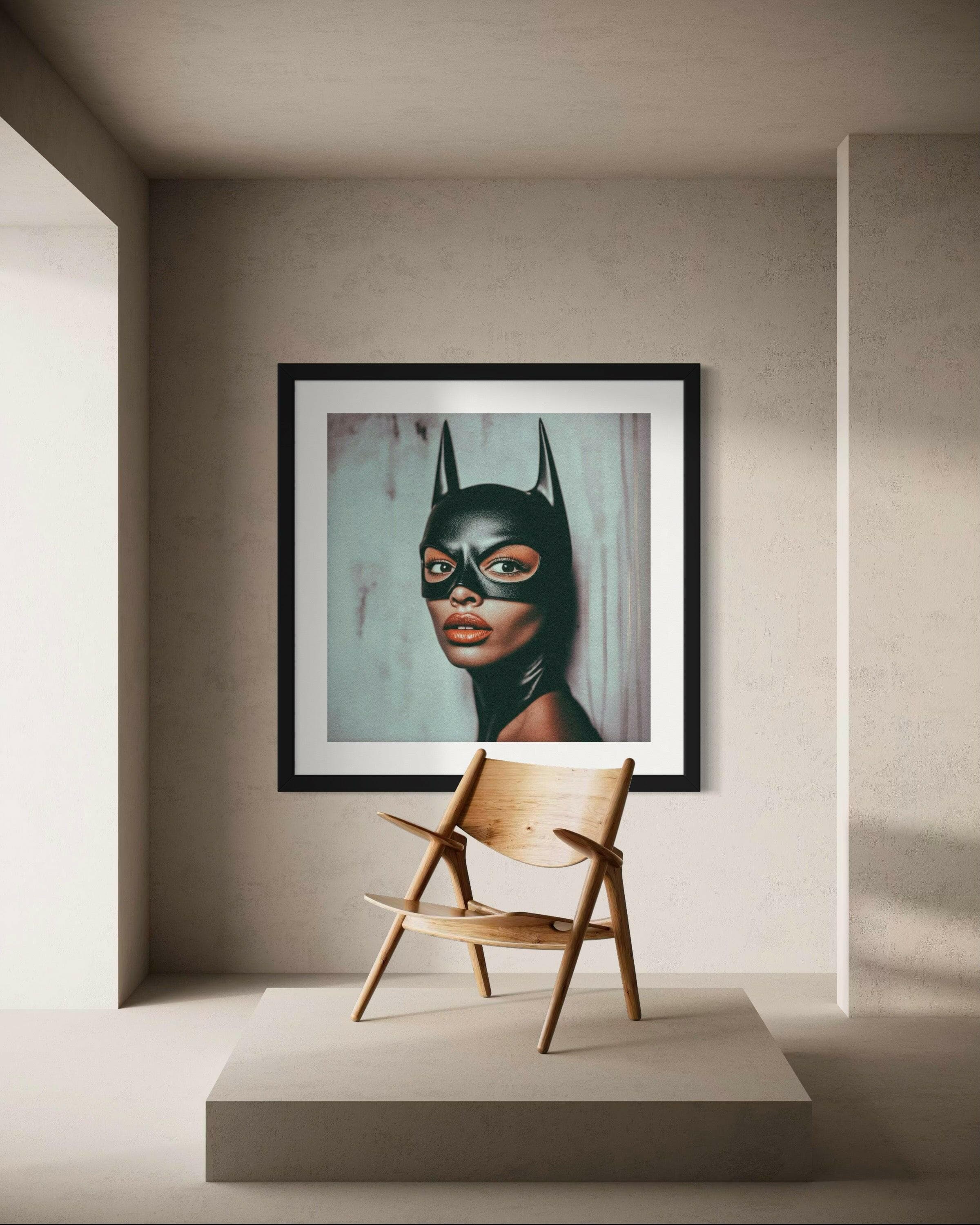 BATGIRL | FINE ART PRINT shown to scale in a room