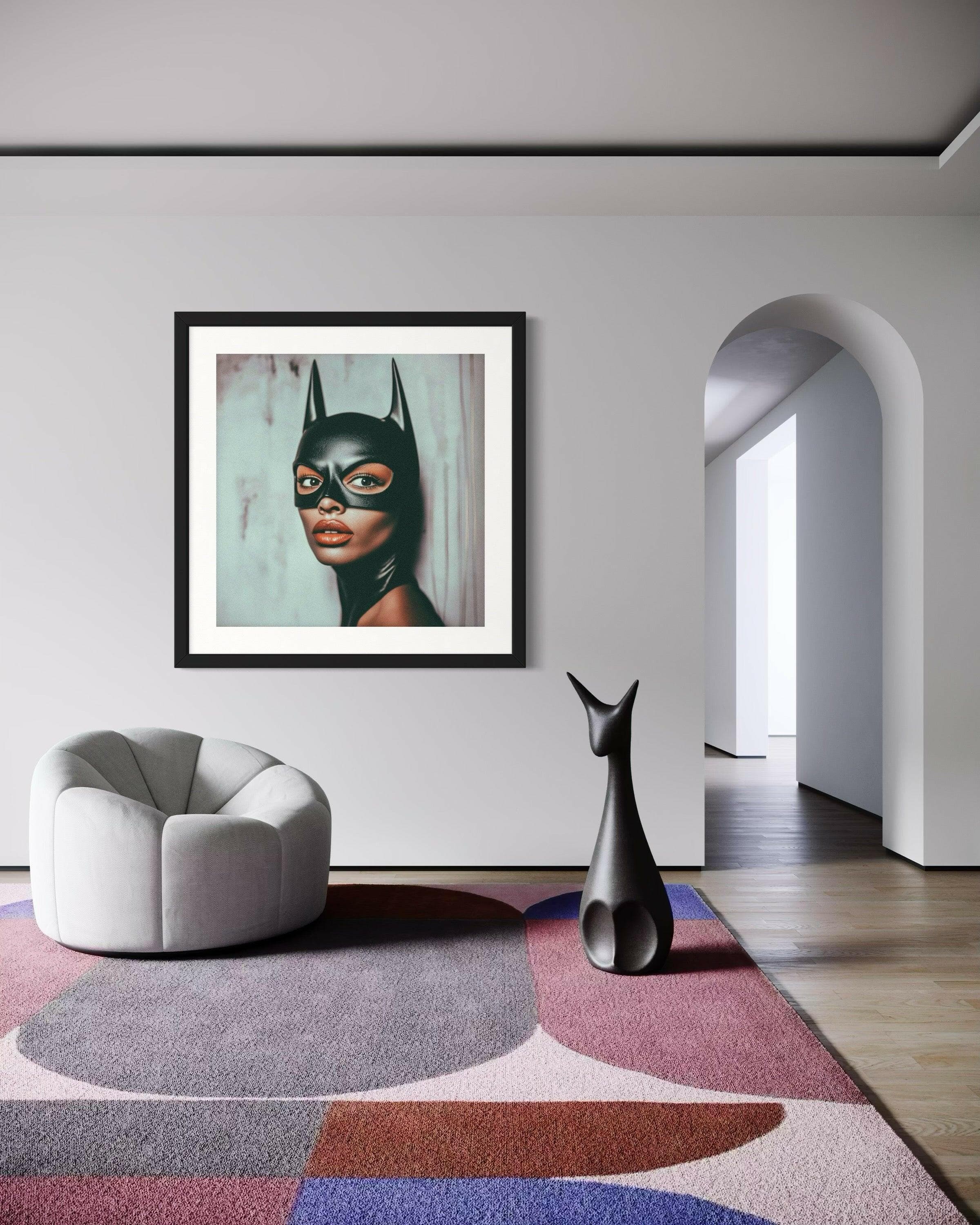 BATGIRL | FINE ART PRINT shown to scale in a room